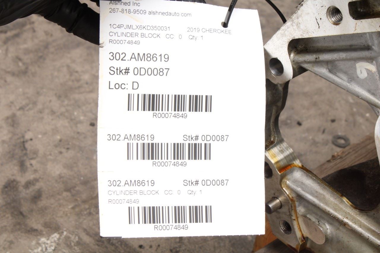 14-22 Jeep Cherokee 3.2L Engine Cylinder Block VIN X 8th dgt 1 Piece Oil Pan 71K - Alshned Auto Parts