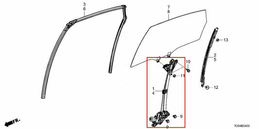 22-26 Honda Civic Sport Rear Right Passenger Side Door Window Regulator w/ Motor - Alshned Auto Parts