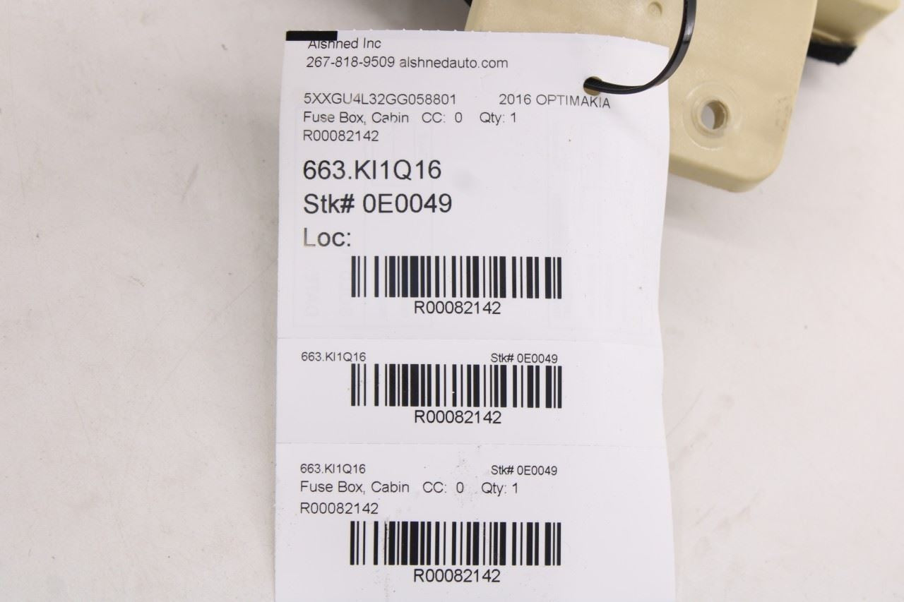 2016-18 Kia Optima EX 2.4L FWD Cabin Instrument Panel Fuse Relay Junction Block - Alshned Auto Parts