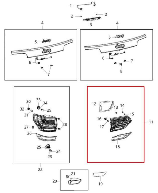 2015-2021 Jeep Grand Cherokee Summit Rear Left Side Tail Light Lamp 68236137AB - Alshned Auto Parts
