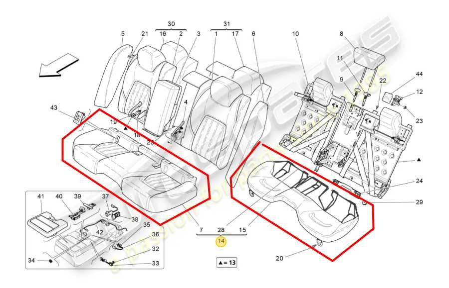 2014-2016 Maserati Ghibli S Q4 3.0L AWD Rear 2nd Row Seat Lower Cushion Bottom - Alshned Auto Parts