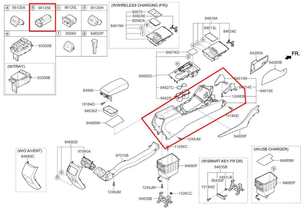 2016-20 Kia Optima EX Center Console Floor Trim Assy w/ USB Charger Port *ReaD* - Alshned Auto Parts
