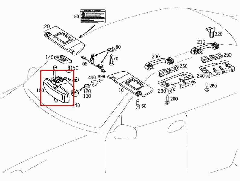 06-09 Mercedes-Benz CLK 350 Interior Inside Rear View Mirror 203-810-29-17-7E941