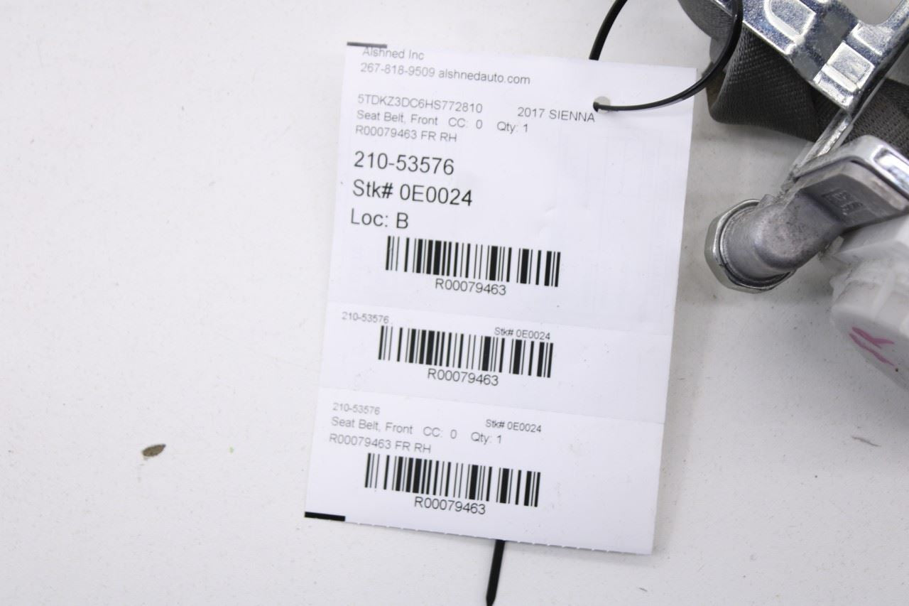 2014-20 Toyota Sienna LE 3.5L FWD Front Passenger Right Side Seat Belt Retractor - Alshned Auto Parts