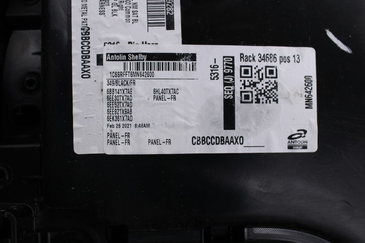 2019-2024 Ram 1500 Big Horn Front Right Side Door Trim Panel 6SL321X7AA OEM10
