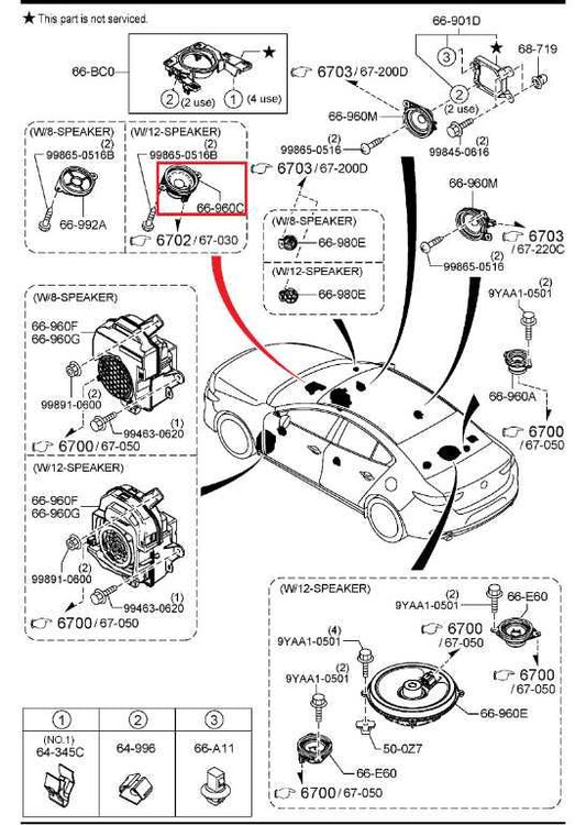 16-23 Mazda CX-9 Dash Center and Right and Left Bose Audio Speaker Set KE6866960 - Alshned Auto Parts