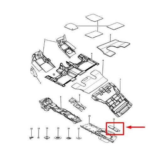 17-24 Dodge Durango FR LH Under Seat Floor Battery Lid Cover Trim 6DZ86TRMAA OEM - Alshned Auto Parts