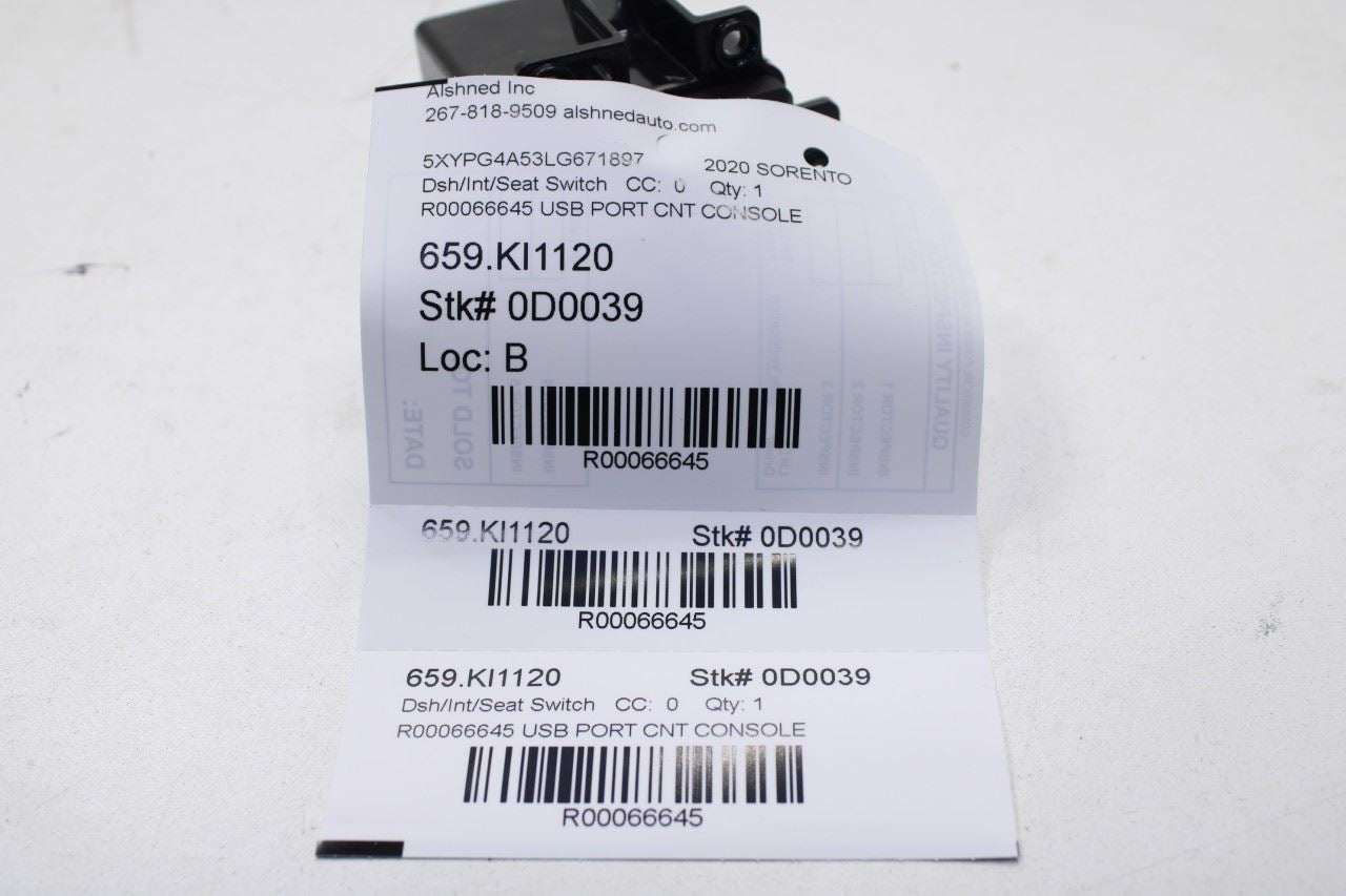 2015-20 Kia Sorento LX 3.3L Center Console Battery Charger USB Port 96125-C6010 - Alshned Auto Parts