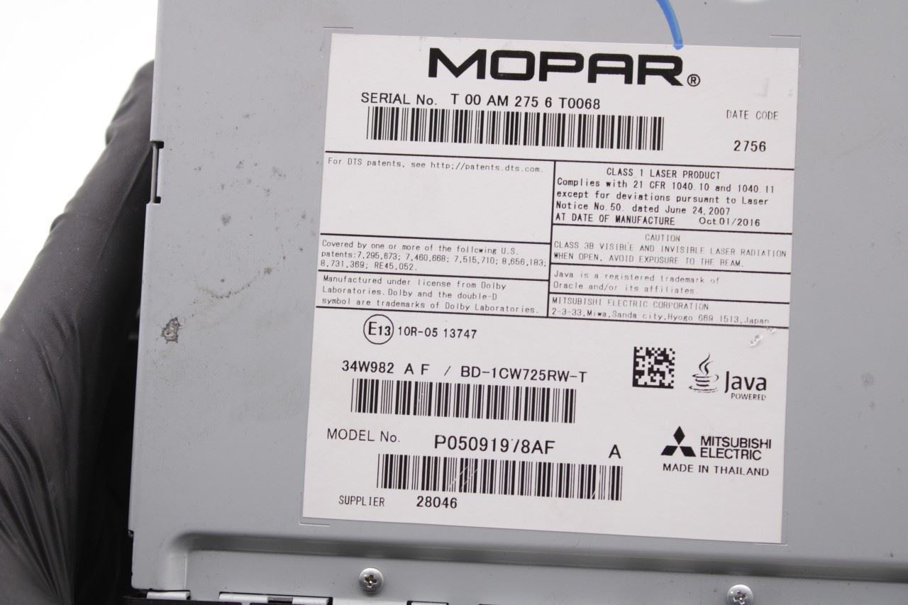 2017-2021 Chrysler Pacifica Limited Mitsubishi Blu-Ray DVD Player 05091978AF OEM - Alshned Auto Parts