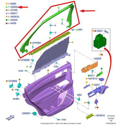 20-25 Ford Explorer Rear Right Side Door Window Frame Trim LB5B-S25514-BD oem - Alshned Auto Parts