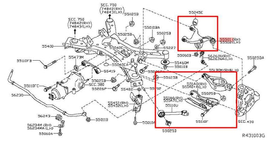 2014-20 Infiniti QX60 Pure 3.5L AWD Rear Suspension RH Side Control Arm Set of 4 - Alshned Auto Parts