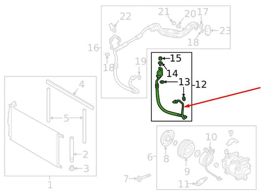 2016-2018 Hyundai Elantra 2.0L AC Refrigerant Discharge Return Hose 97762-F2100 - Alshned Auto Parts