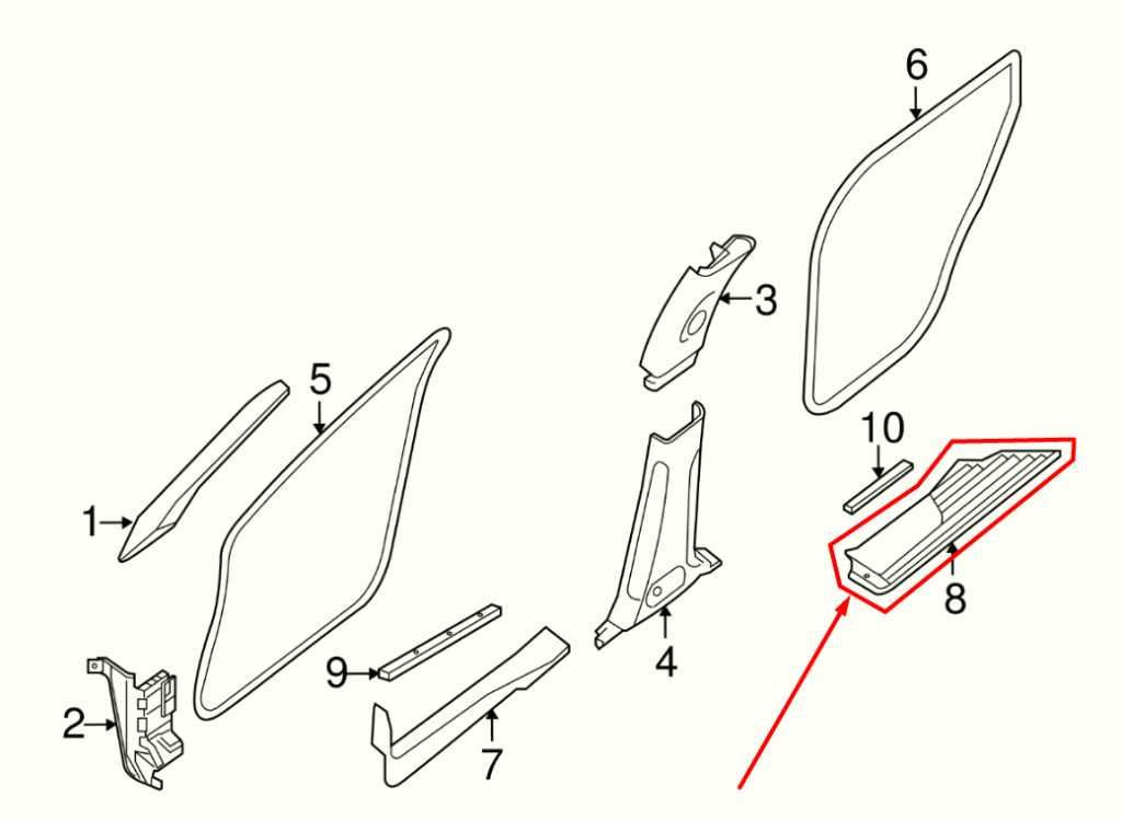 2013-2020 Nissan Pathfinder SV Rear Right Door Sill Scuff Kick Plate Trim Panel - Alshned Auto Parts