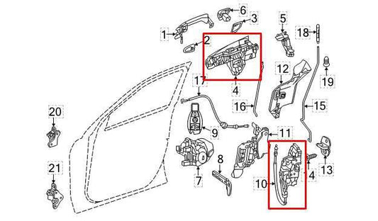 2006-15 Mercedes-Benz ML350 Front Right Door Lock Latch Actuator w/ Handle Base - Alshned Auto Parts