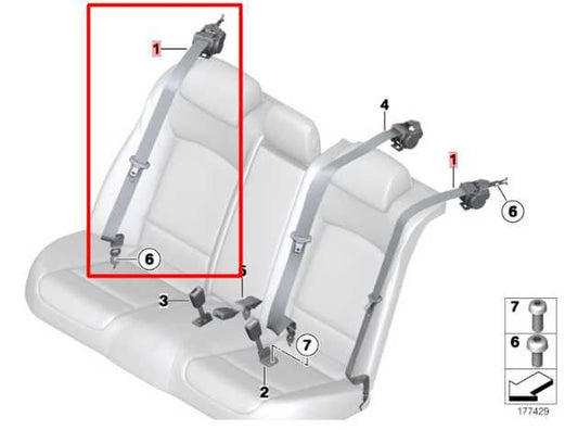 2010-15 BMW 750i xDrive Rear Right Side 2nd Row Seat Belt Retractor 72119163245 - Alshned Auto Parts