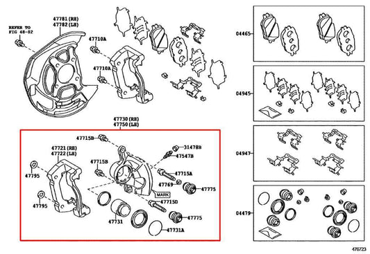 2008-15 Lexus IS250 2.5L AWD Front Left Side Brake Disc Caliper 47750-53080 OEM - Alshned Auto Parts