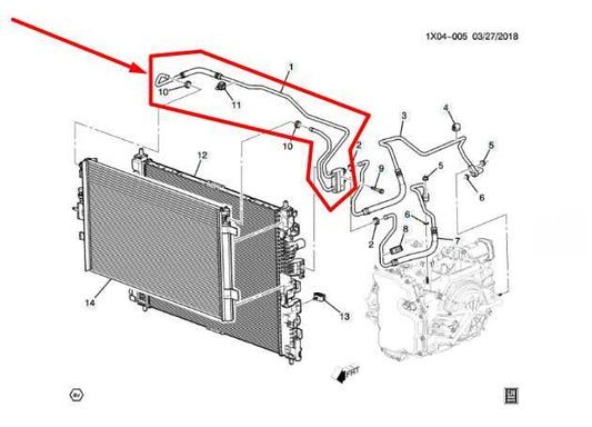18-24 Chevrolet Equinox LT 1.5L Auto Transmission Fluid Cooler Line 13598922 OEM - Alshned Auto Parts