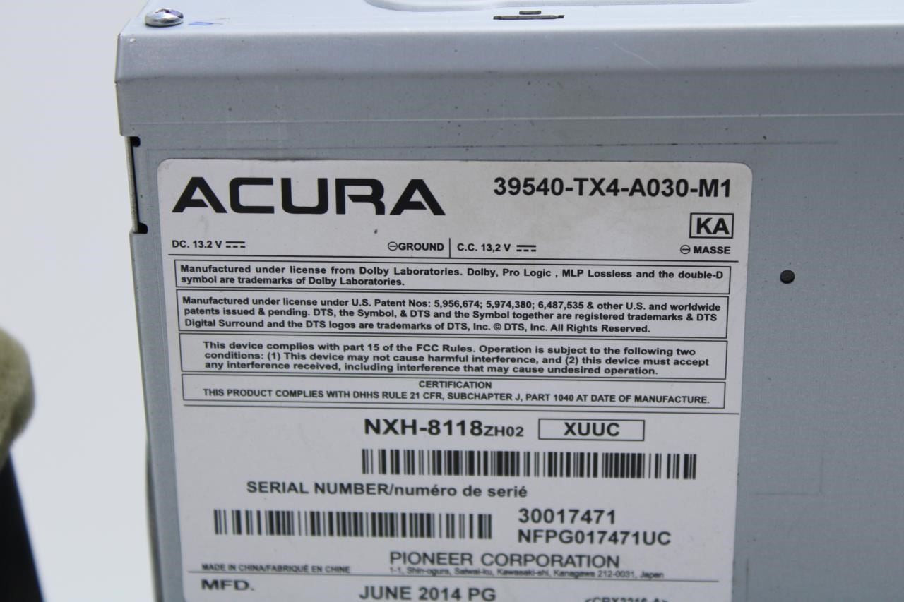 13-15 Acura RDX Audio Radio Faceplate Control Panel w Receiver 39540-TX4-A030-M1 - Alshned Auto Parts