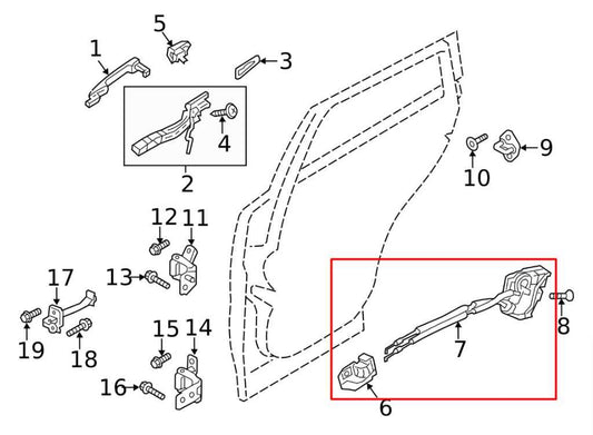 16-21 Mazda CX-3 Touring Rear Driver LH Side Door Lock Latch w/ Interior Handle - Alshned Auto Parts