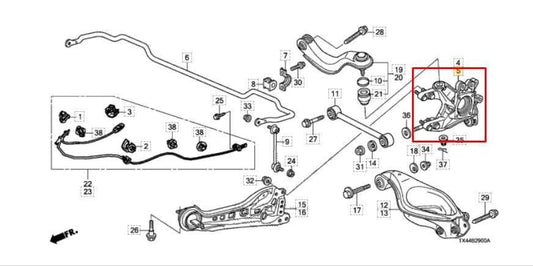 2013-2018 Acura RDX Rear Left Driver Side Spindle Knuckle Hub 52215-TX4-A00 OEM - Alshned Auto Parts