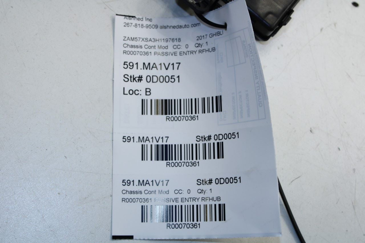 2017-20 Maserati Ghibli 3.0L Rear Roof Keyless Passive Entry Control Module ECU - Alshned Auto Parts