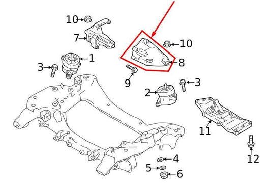 2018-23 Kia Stinger GT2 AWD 3.3L Left Side Engine Mount Bracket 21826-J5400 OEM - Alshned Auto Parts