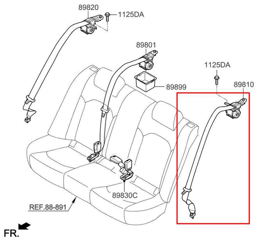 2016-20 Kia Optima LX 2.4L FWD Rear Driver Left Side 2nd Row Sat Belt Retractor - Alshned Auto Parts