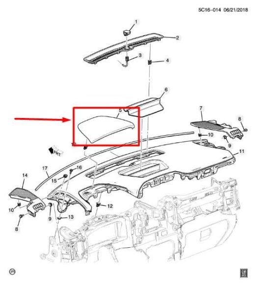 19-23 Chevrolet Silverado 1500 Instrument Cluster Trim Cover Visor 84054787 OEM - Alshned Auto Parts