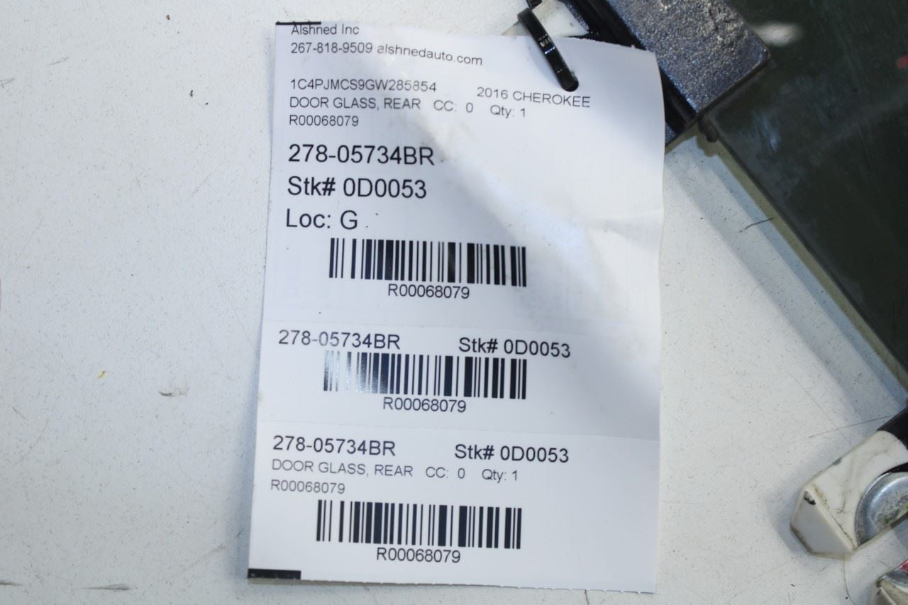 2014-2023 Jeep Cherokee 75th Anniversary Rear Right Door Window Glass 68104622AC - Alshned Auto Parts