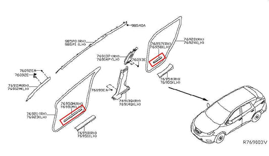 15-24 Nissan Murano Platinum FR and RR RH and LH Door Sill Scuff Plate Set of 4 - Alshned Auto Parts