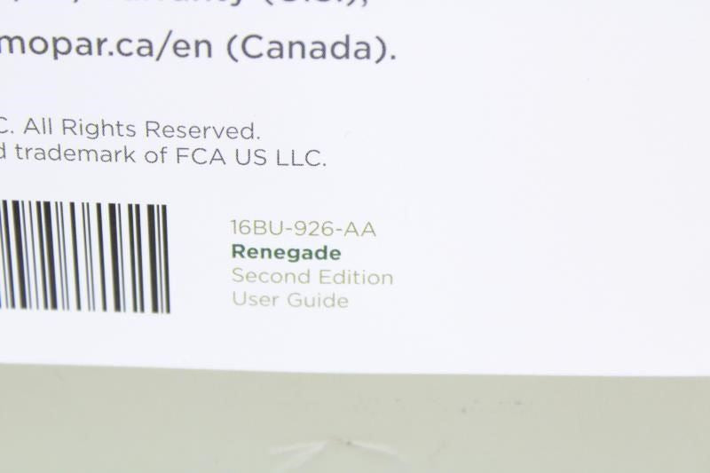 2016 Jeep Renegade User Guide Set with Case 16BU-926-AA OEM - Alshned Auto Parts