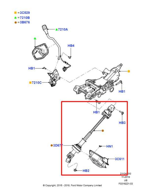 13-19 Ford Explorer Police Steering Column Intermediate Lower Shaft BB5Z-3B676-C - Alshned Auto Parts