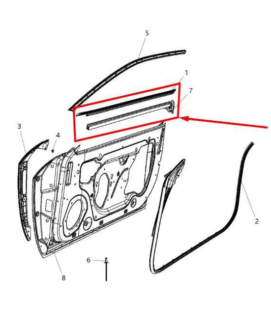 2008-2014 Dodge Challenger Front Left Door Belt Weatherstrip Pair 55399123AF OEM - Alshned Auto Parts