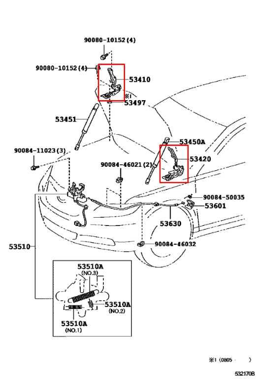 07-11 Toyota Camry LE Front Right Passenger and Left Driver Side Hood Hinge Set - Alshned Auto Parts