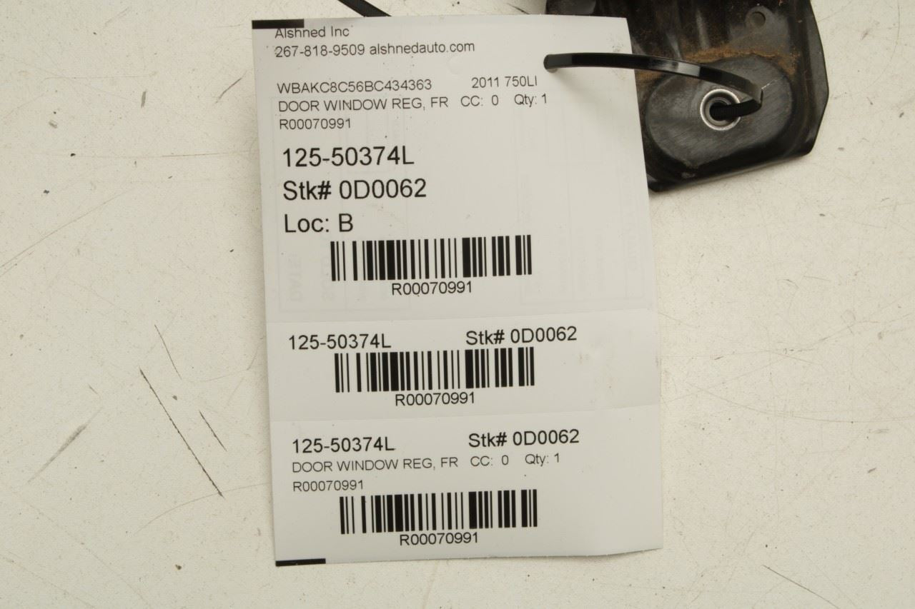 2010-2015 BMW 750Li xDrive Front Left Door Window Regulator w/ Motor 51337182105 - Alshned Auto Parts
