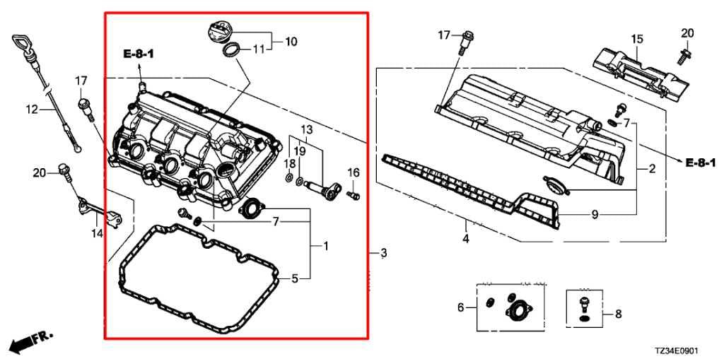 2015-20 Acura TLX Tech 3.5L Engine Front Cylinder Head Valve Cover 12310-5J6-A001
