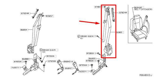 2014-20 Infiniti QX60 Front Left Driver Side Seat Belt Retractor 86885-9NB3B OEM - Alshned Auto Parts