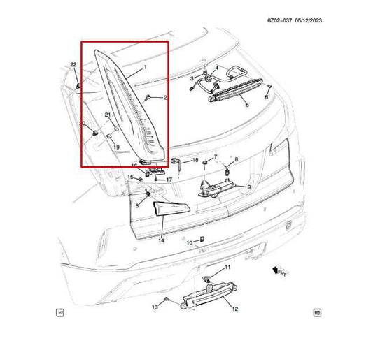 2019-2025 Cadillac XT4 Premium Rear Right Outer Tail Light Lamp 84864834 OEM - Alshned Auto Parts