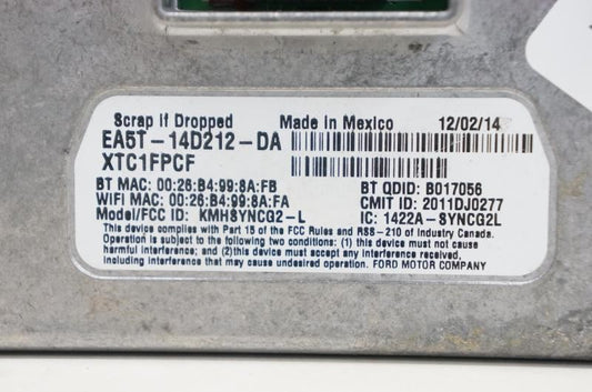 13-16 Ford Fusion NON Navigation APIM SYNC2 Module 8" Screen DS7T-14F239-BT - Alshned Auto Parts