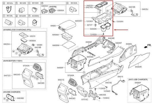 16-20 Kia Sorento LX Console Shifter Trim Bezel w/ Cup Holder 84650-C6000WK - Alshned Auto Parts