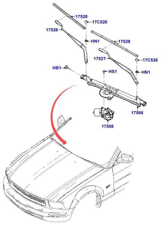 2007-14 Ford Mustang Conv Front Right and Left Windshield Wiper Arm 7R3Z-17526-A1