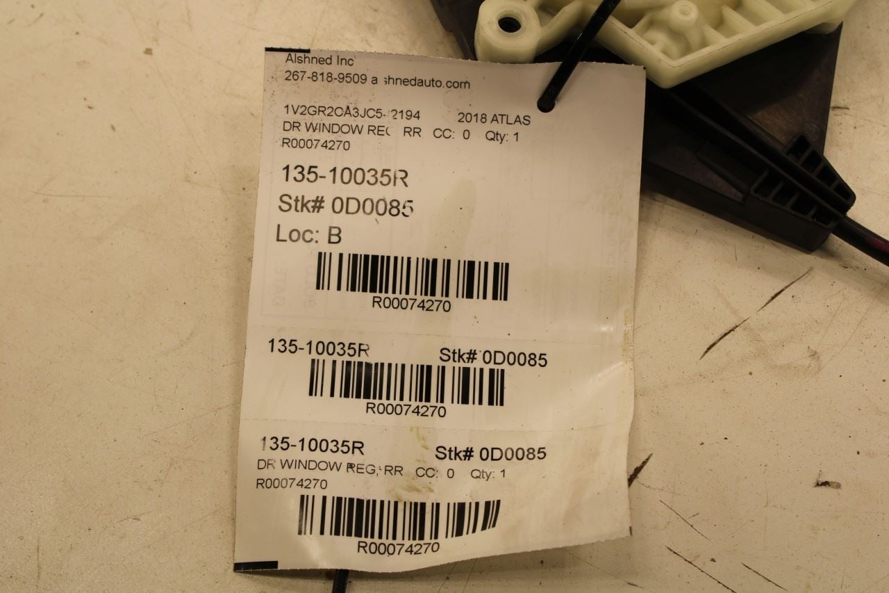 2018-2024 Volkswagen Atlas S Rear Right Side Door Window Regulator w/ Motor - Alshned Auto Parts