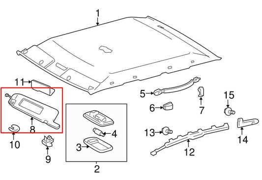 2002-06 Toyota Camry Front Right Sun Visor w/ Illuminated Mirror 74310-AA200-B1 - Alshned Auto Parts