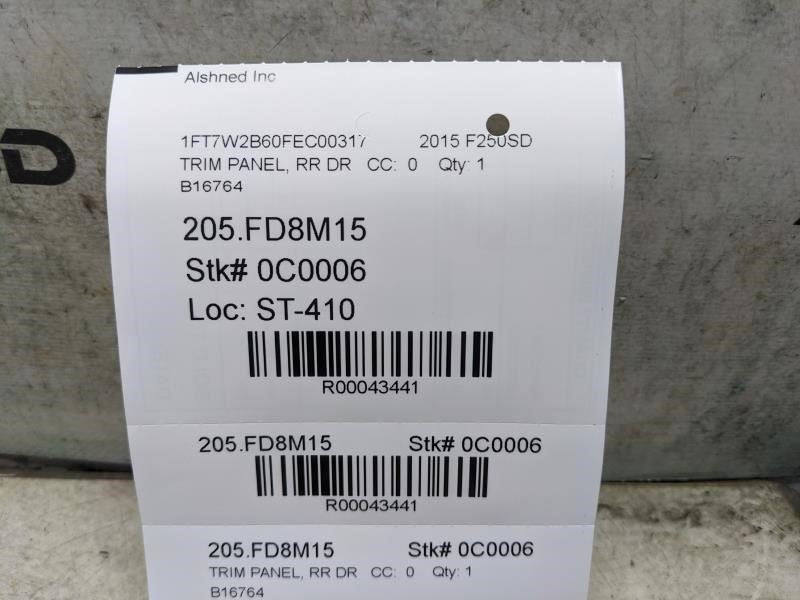 2013-2016 Ford F250SD Platinum Rear Right Door Trim Panel DC3Z-3627406-FA OEM