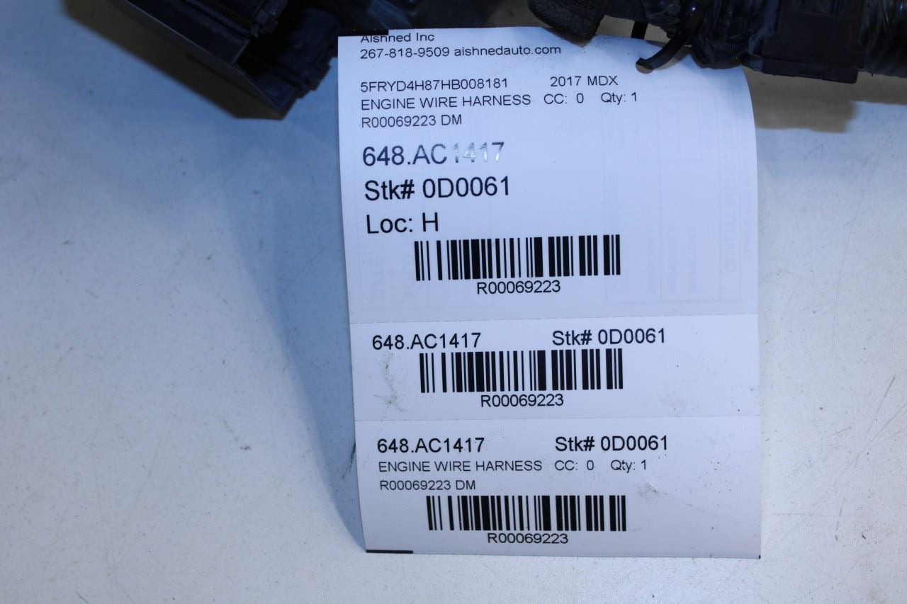 17-20 Acura MDX Advance 3.5L Left Side Engine Wire Harness 77961-TZ5-2A0 *ReaD* - Alshned Auto Parts