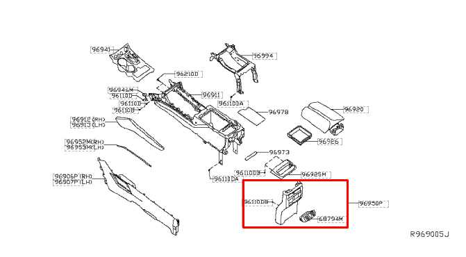 2015-2019 Nissan Murano Platinum Console Back Trim Panel w/ Air Vent 969US-5AA0A - Alshned Auto Parts