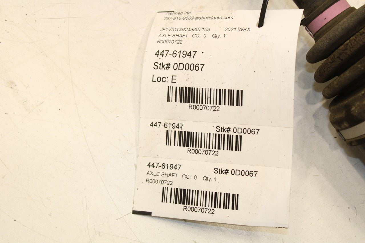 15-2021 Subaru WRX Premium AWD Rear RH or LH CV Axle Drive Half Shaft 28421AJ021 - Alshned Auto Parts