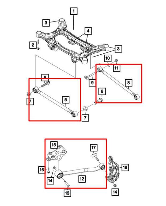 2018-23 Jeep Compass Latitude 4WD Rear RH Suspension Control Arms Set 68309201AA - Alshned Auto Parts