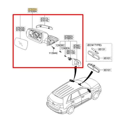 2013-2014 Kia Sorento EX Driver Left Side Rear View Mirror 87610-1U510 OEM - Alshned Auto Parts