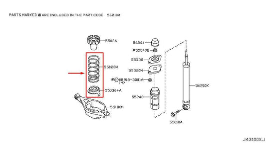 2015-17 Infiniti QX50 Rear Right Passenger and Left Driver Side Coil Spring Pair - Alshned Auto Parts